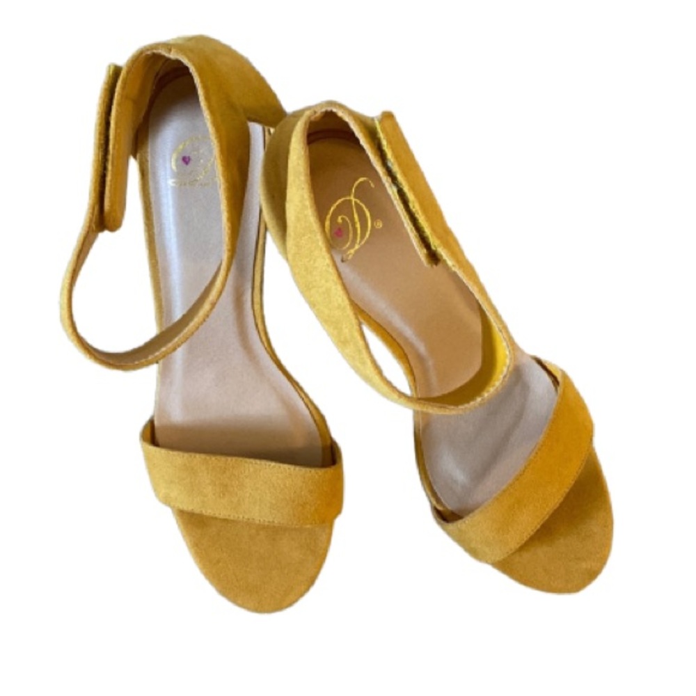 Delicious Gold Vegan Suede Heels